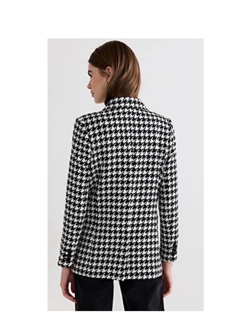 Anine Bing Madeline Houndstooth Double-Breasted Jacket NWOT XS Black & white - Picture 3 of 8